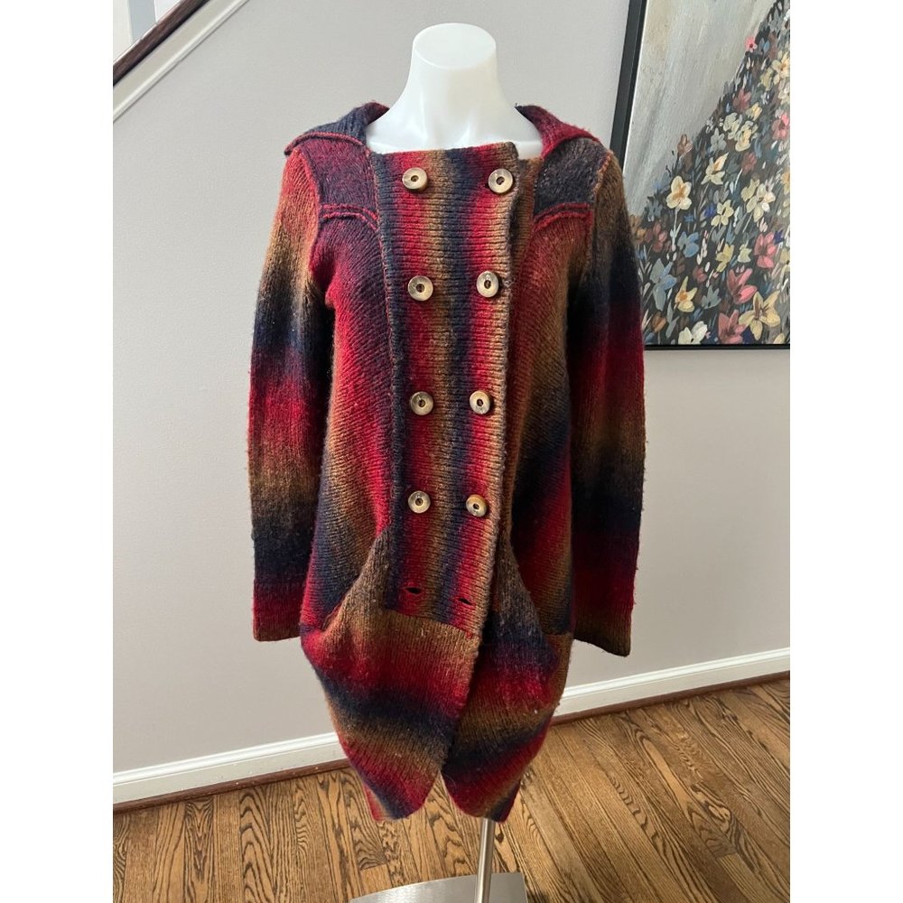 Anthropologie Red and Brown Gradient Cardigan
